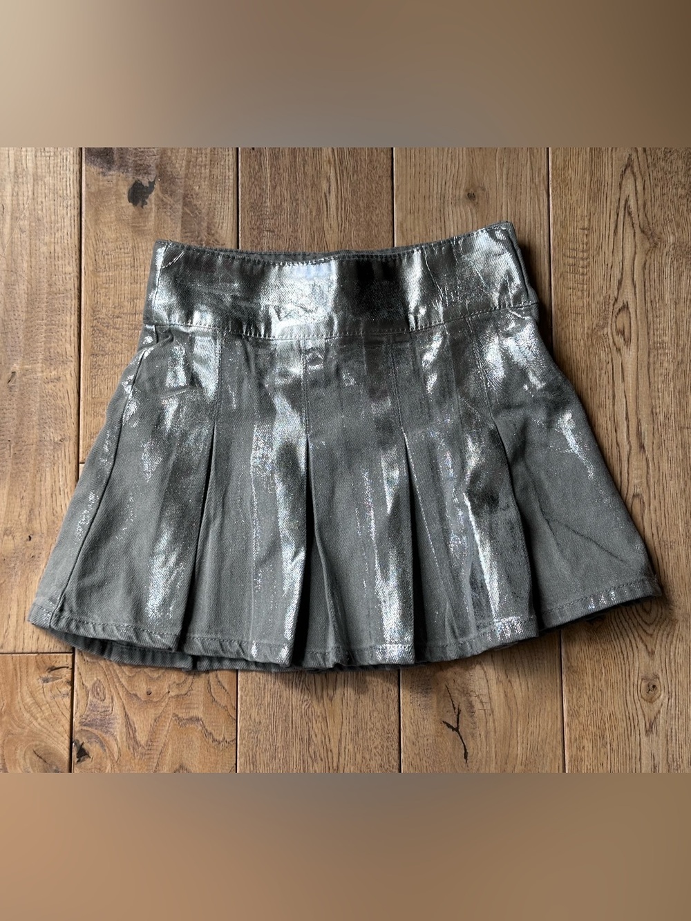 NEW GB Girls' Pleated Silver Metallic Mini Skirt size 7